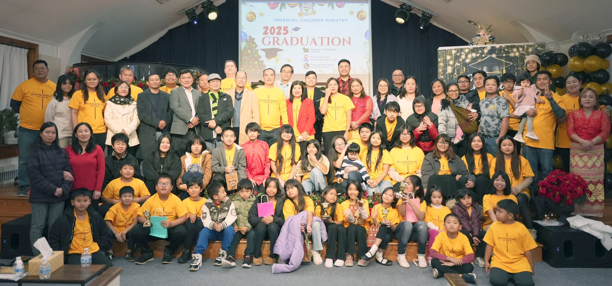 Immanuel Children Ministry children and families celebrating their 2025 graduation